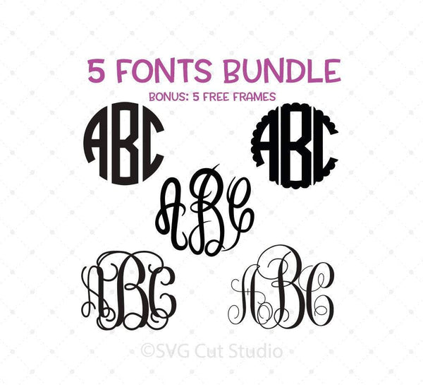 Monogram Font Bundle SVG PNG DXF Cut Files for Cricut and Silhouette - SVG Cut Studio