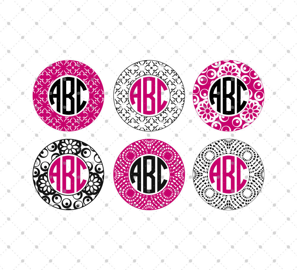 Download SVG Cut Files for Cricut and Silhouette - Circle Monogram Frame files #2 | SVG Cut Studio