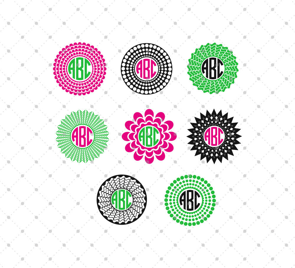 SVG DXF Circle Arrow Monogram Frame Cut File - Rivermill Embroidery
