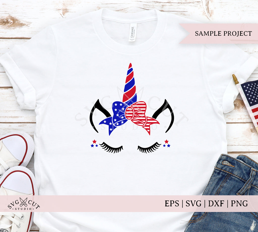 4th Of July Unicorn With Bow Svg Files For Cricut And Silhouette