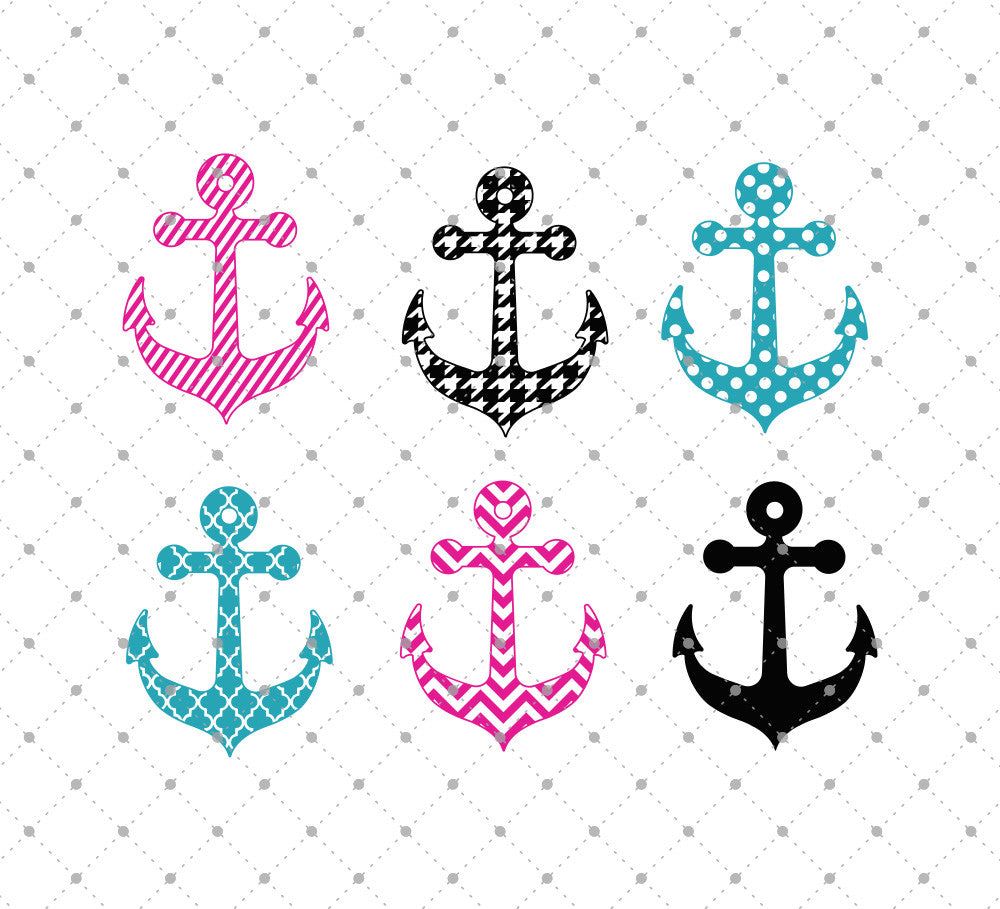 Download SVG Cut Files for Cricut and Silhouette - Patterned Anchor SVG Files - SVG Cut Studio