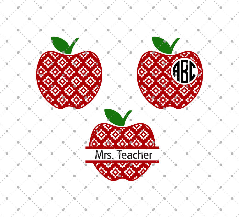 Download Patterned Apple Monogram Frames Svg Cut Files