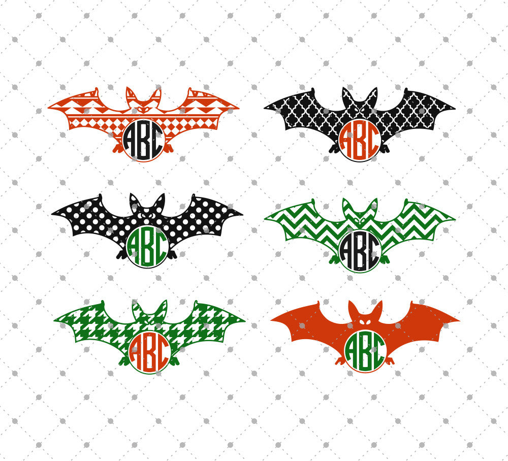 Download Svg Cut Files For Cricut And Silhouette Patterned Bats Monogram Svg Cut Files