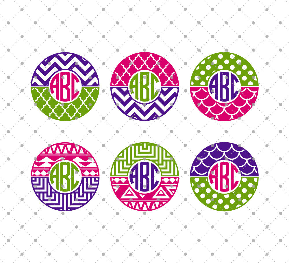 Download SVG Cut Files for Cricut and Silhouette - Patterned Circle Monogram Frame files - SVG Cut Studio