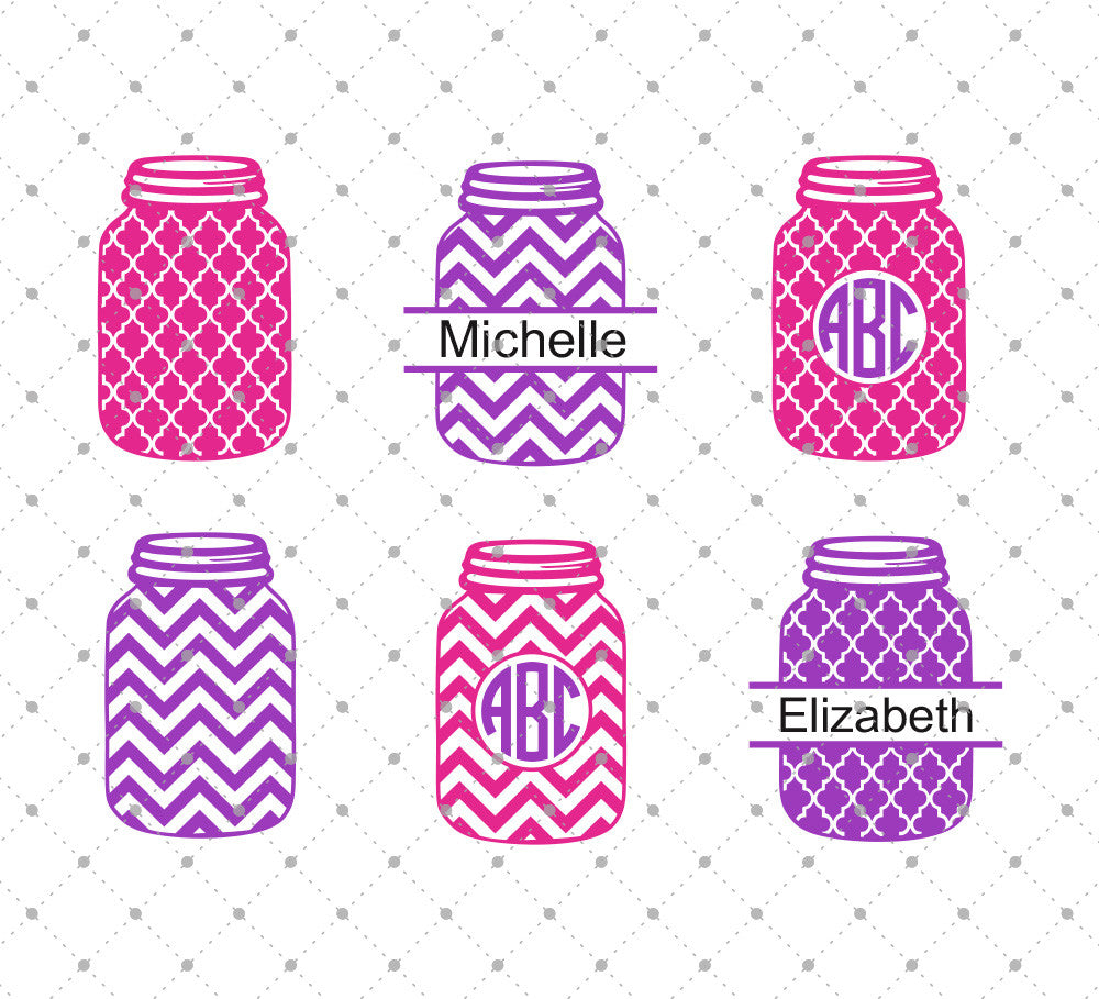 Download Patterned Mason Jar Monogram Svg Cut Files For Cricut And Silhouette