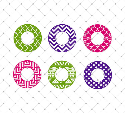 Download SVG Cut Files for Cricut and Silhouette - Patterned Circle Monogram Frame files - SVG Cut Studio