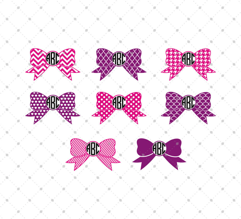 Download SVG Cut Files for Cricut and Silhouette - Patterned Bow Monogram Frames Files - SVG Cut Studio
