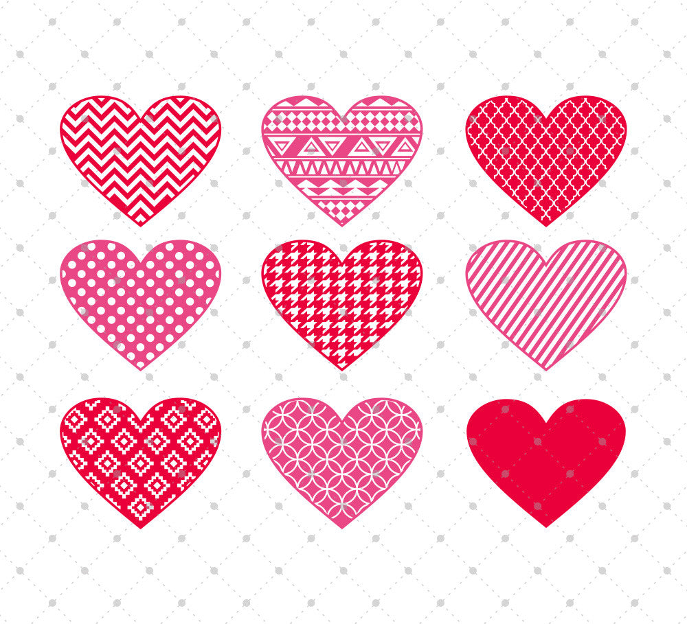 Download SVG Cut Files for Cricut and Silhouette - Patterned Hearts ...