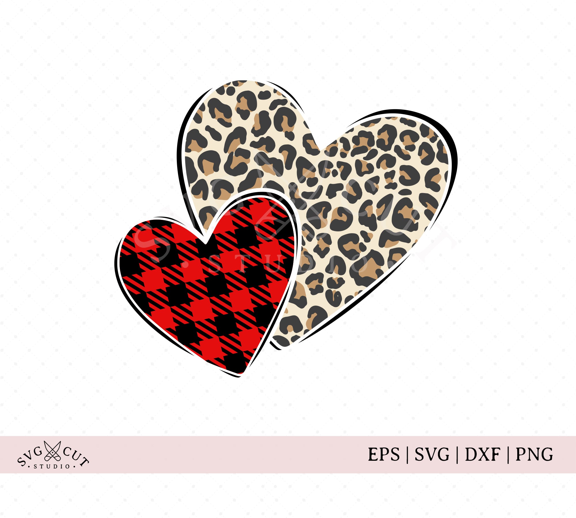 Leopard Love With Buffalo Plaid Heart PNG File Sublimation 