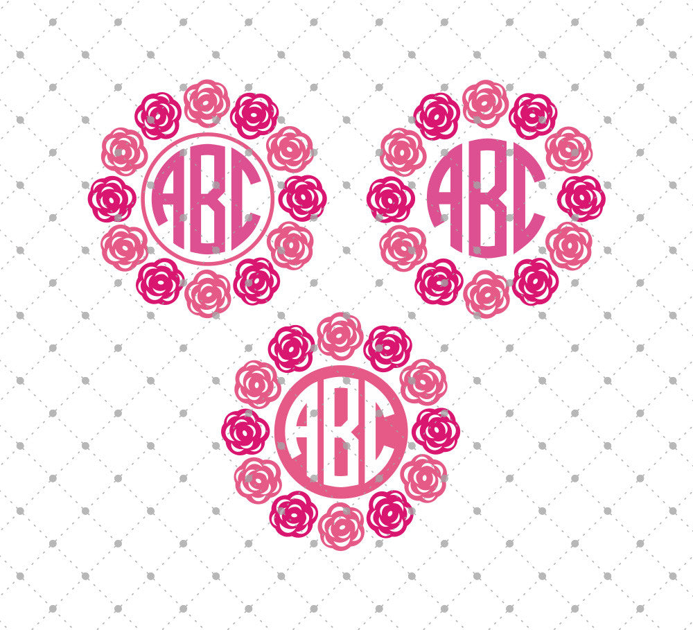 Download SVG Cut Files for Cricut and Silhouette - Roses Monogram Frame SVG Files - SVG Cut Studio