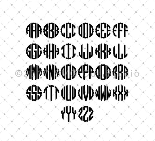 LV Circle Monogram FONT SET INSTANT DOWNLOAD print file SVG