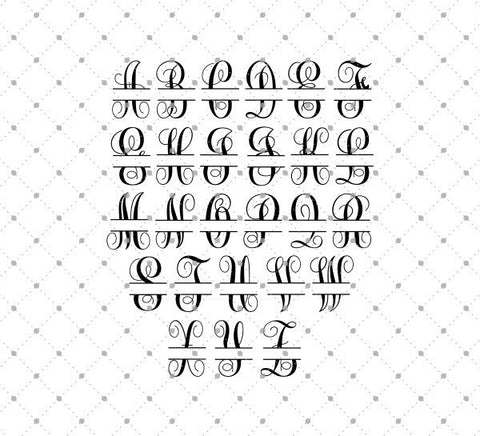 Download Split Vine Monogram Font SVG PNG DXF Cut Files for Cricut ...