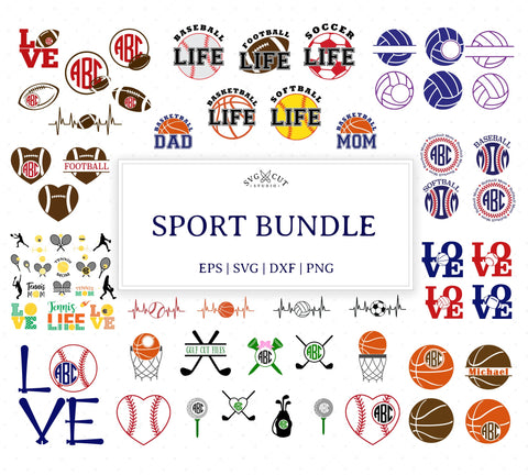 Download SVG Cut Files for Cricut and Silhouette - Sport Bundle SVG ...