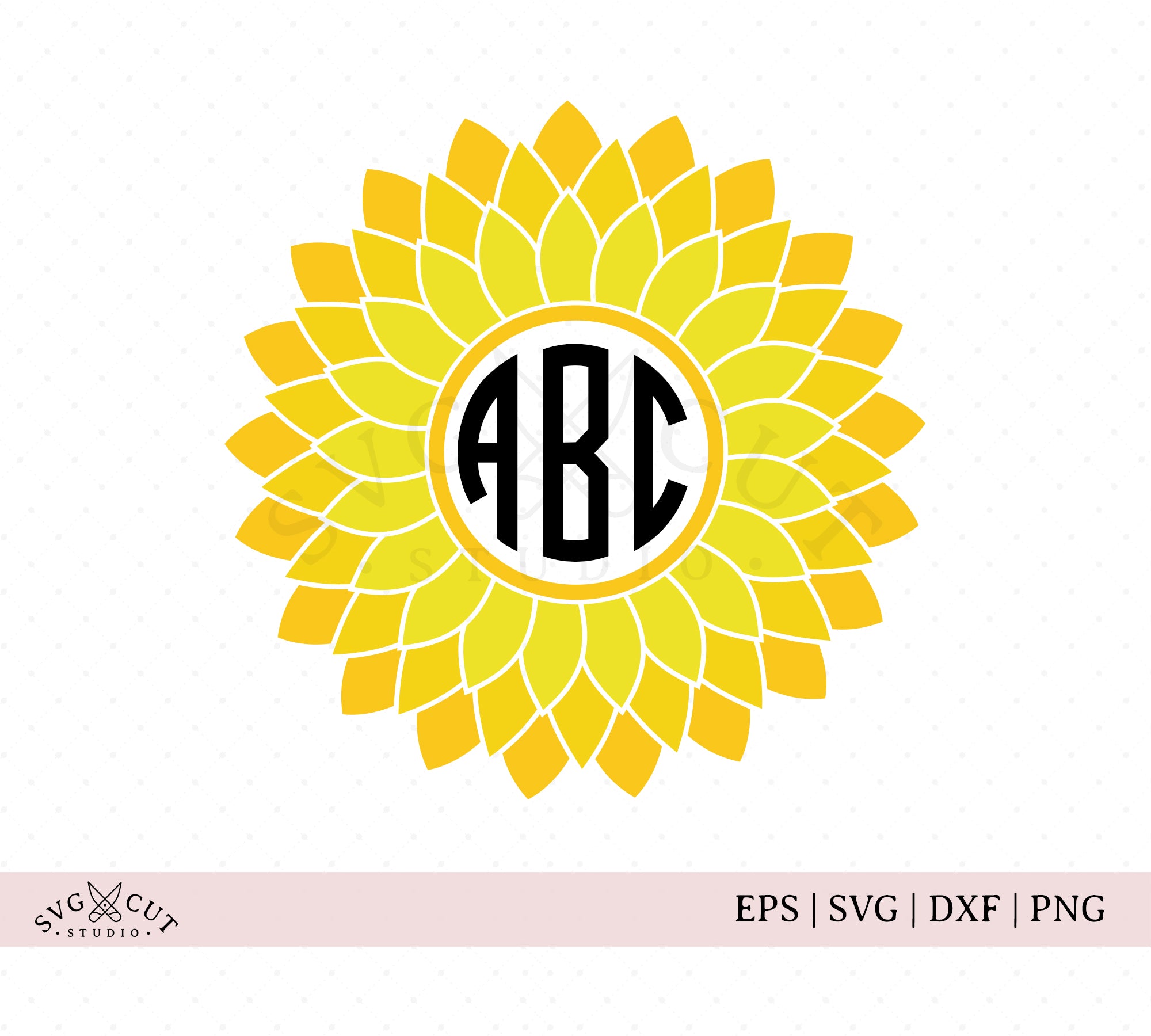 Sunflower Love SVG - Flower Monogram SVG - Frame SVG