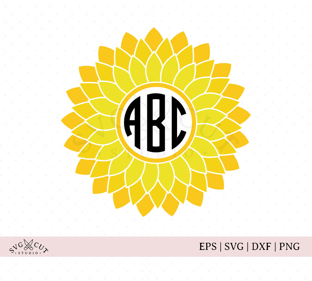 Svg Cut Files For Cricut And Silhouette Sunflower Monogram Svg Files