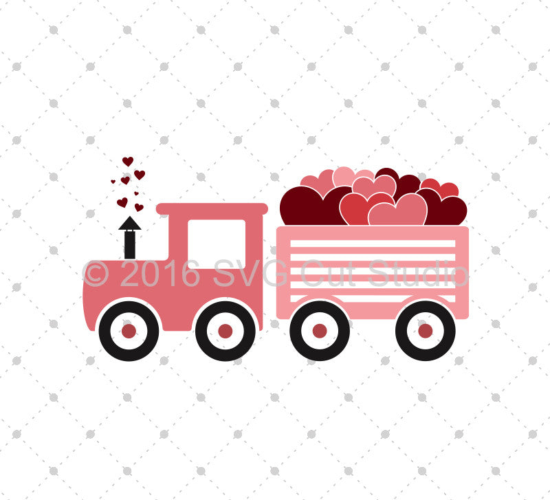 Download Valentines Day Steam train svg png dxf files for Cricut and Silhouette