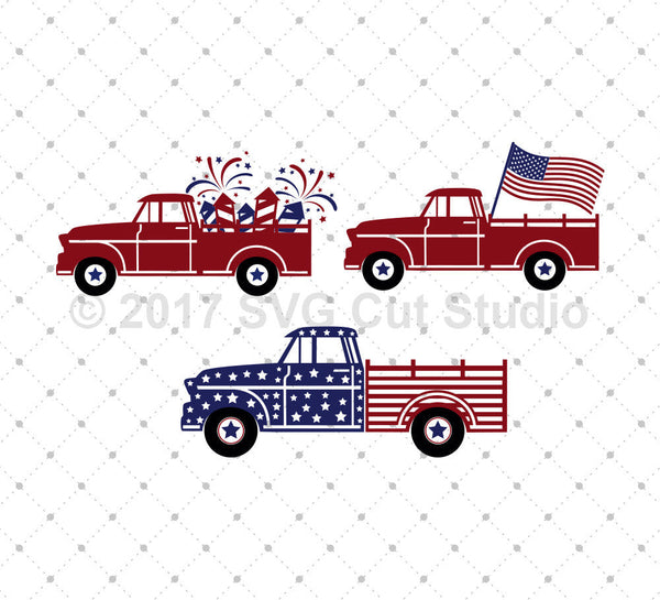 American 4th of July Old Chevy Pick Up Truck SVG PNG DXF ...