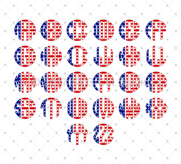 Download American Flag Circle Monogram Font SVG PNG DXF Cut Files ...