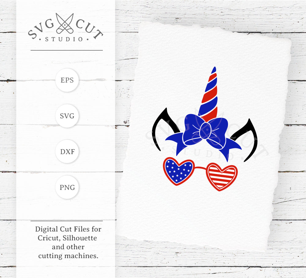 Download 4th of July Glasses Unicorn SVG files