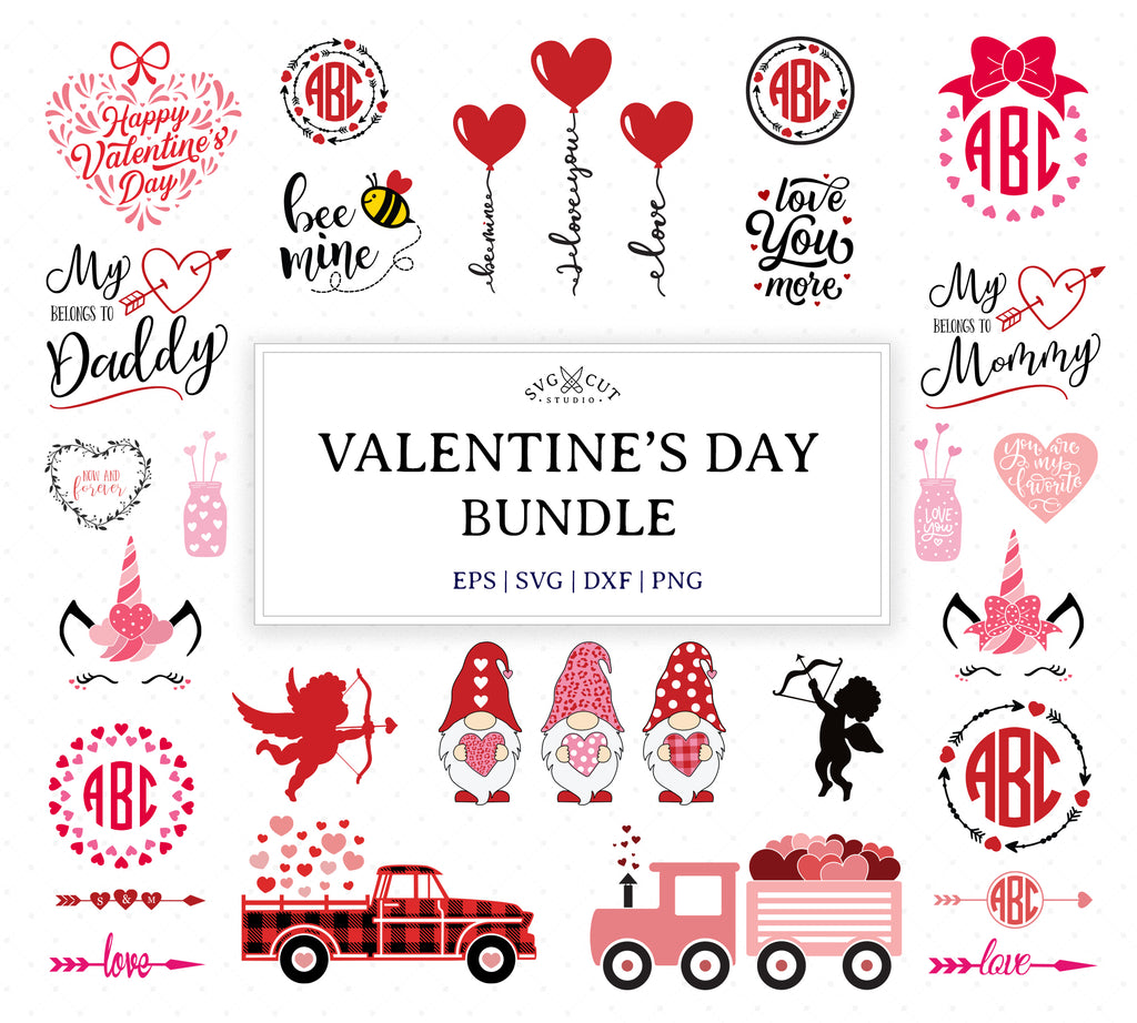 Download SVG Cut Files for Cricut and Silhouette - Valentines Day SVG Cut Files Bundle