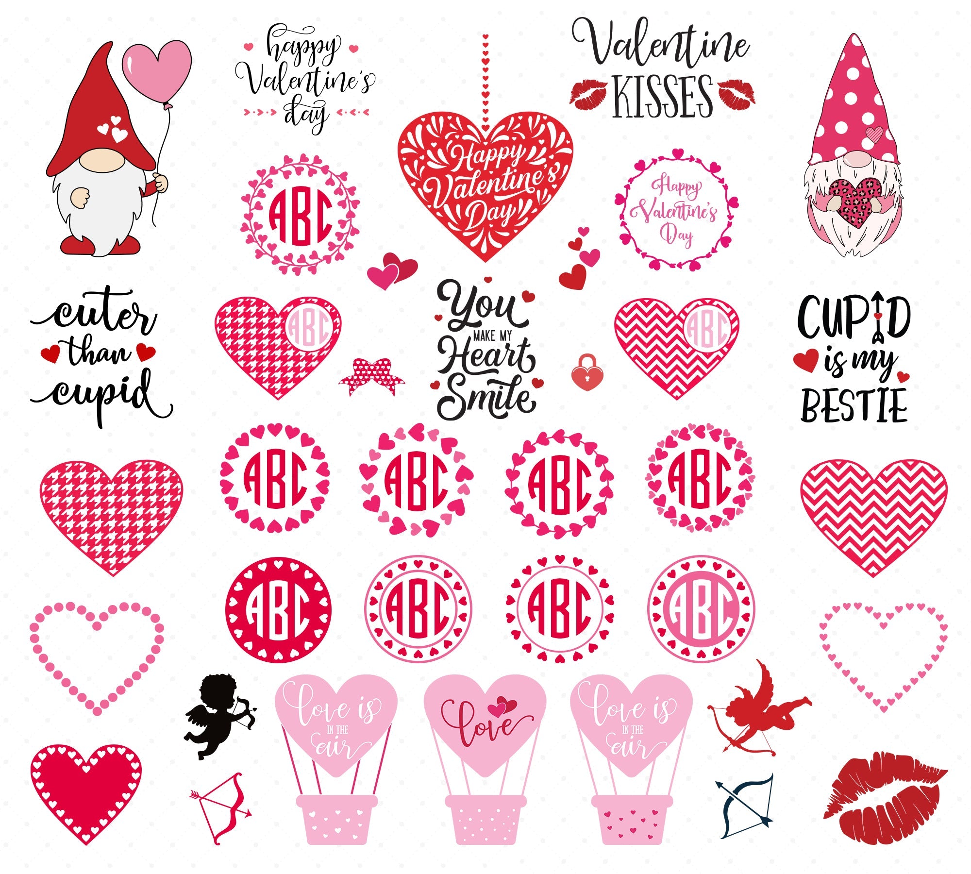 Valentines Day Heart Monogram Frames SVG