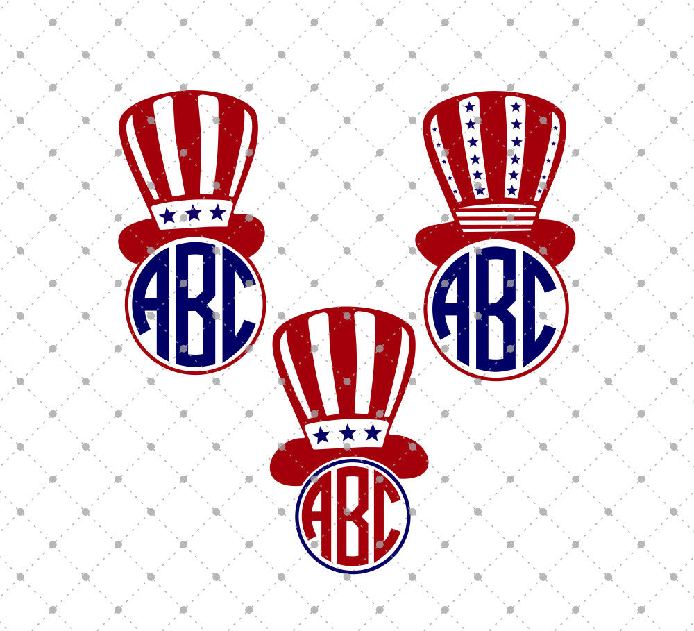 Download 4th Of July Hat Monogram Svg For Cricut And Silhouette