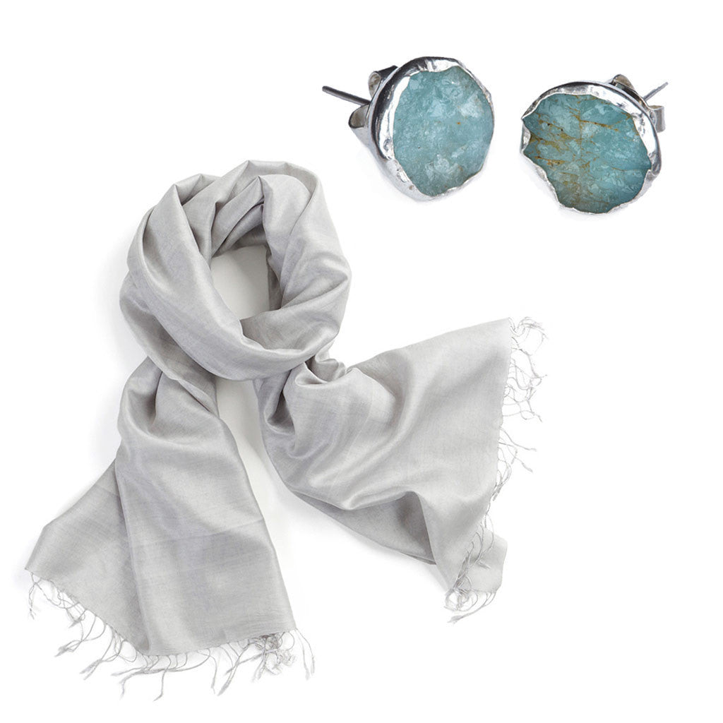 silk scarf silver