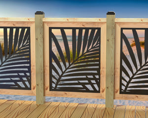 24"x30" - Palm Leaf Pattern Railing Panel Insert - Madison Iron and Wood - Fence Panels