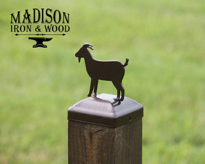 4X4 Goat Post Cap - Madison Iron and Wood - Post Cap - metal outdoor decor - Steel deocrations - american made products - veteran owned business products - fencing decorations - fencing supplies - custom wall decorations - personalized wall signs - steel - decorative post caps - steel post caps - metal post caps - brackets - structural brackets - home improvement - easter - easter decorations - easter gift - easter yard decor