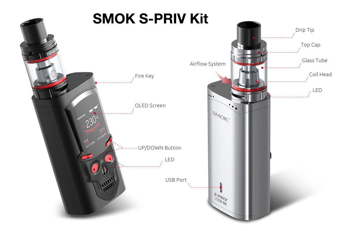 SMOK S-Priv 230W TC Mod with TFV8 Big Baby Light Edition Kit Details