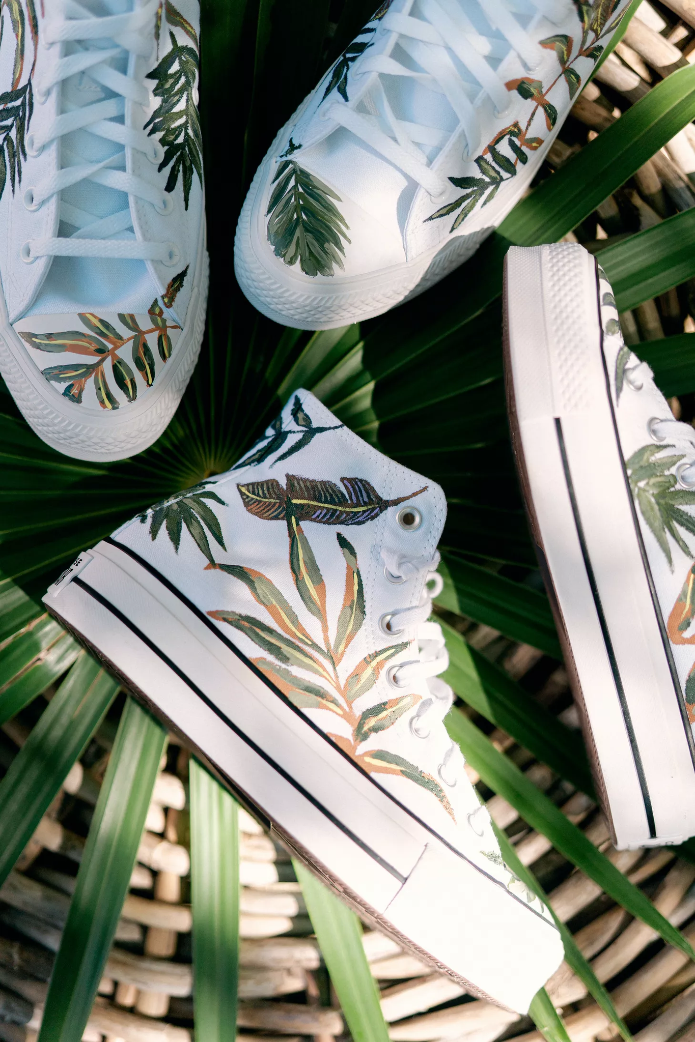 Tropical white converse for destination beach wedding