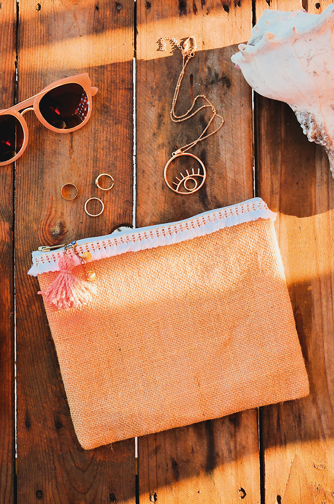 personalised beach clutch bag