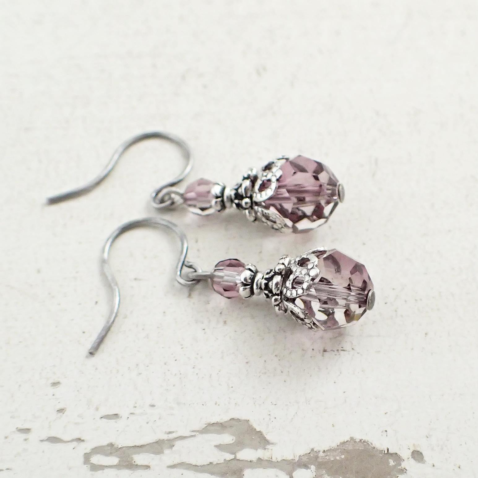 pink crystal earrings swarovski