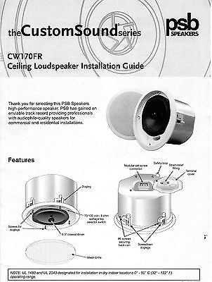 PSB CW170FR In-Ceiling Speakers Fire Rated {PAIR} - The ...
