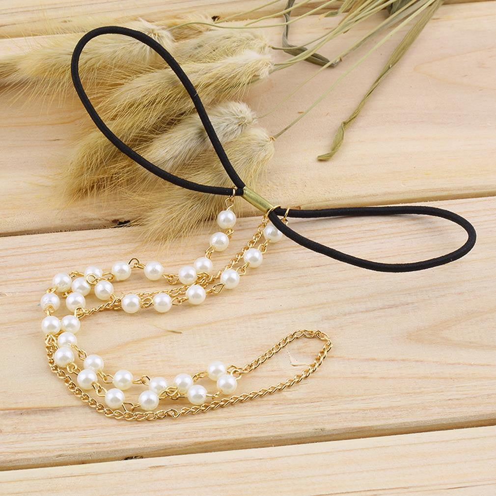 BohemianMetal Pearl Head Chain Jewelry Forehead Headband Hair band