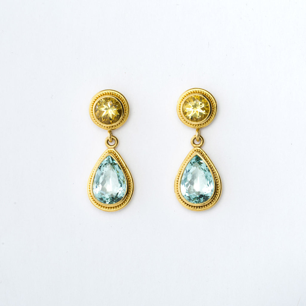Lugaro 10k Yellow Gold 050 Cttw Aquamarine Gemstone  022 Cttw Canadian  Diamond Halo Style Stud Earrings  Kingsway Mall