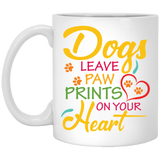 Perfect Gifts For Dog Lover, Mom, Dogs Leave Paw Prints On Your Heart, 11oz Ceramic Coffee Mug, Affordable Novelty, For Pet Owners, Unique, Best, Pet, Dog Related, Themed, Stuff