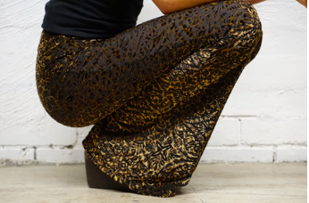 Aslan Golden Leopardprint Velvet Flares