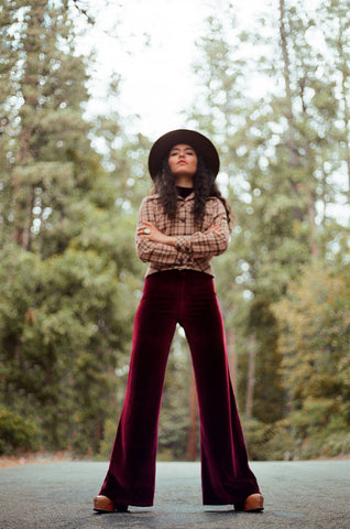 Wide Leg Flare Bell Bottoms Pants velvet 