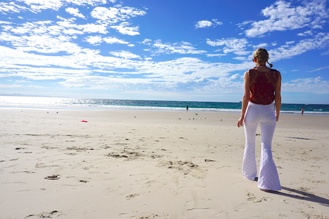 Weiße Spitzen-Schlaghose Byron Bay Ocean