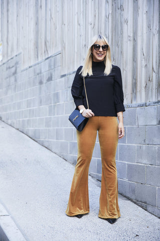 Velvet Gold Mustard Flares