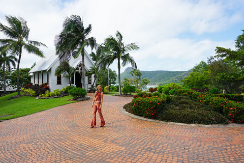 Island Life Flares Velvet Bell Bottoms