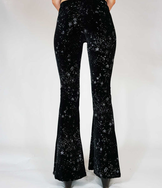 black sparkly flares