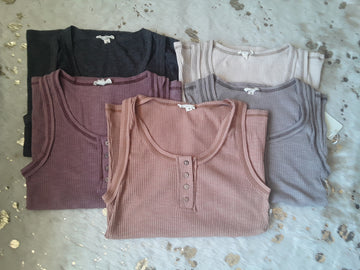 Cotton Henley Tank Tops