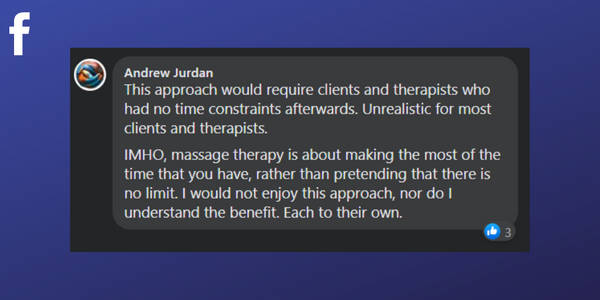 Comment from Massage Therapist Andrew Jurdan about timeless treatments