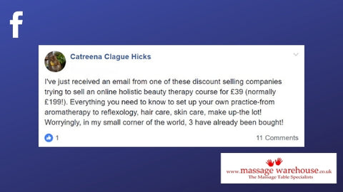 Facebook comment about online training from Catreena Clague Hicks