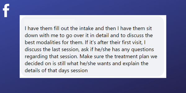 tips from a massage therapist about client consultations from Facebook