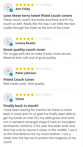 Recent Reviews for massage table couch cover