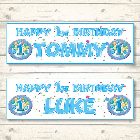 2 Personalised 1st Birthday Banners Boy 1 Personalised Banners