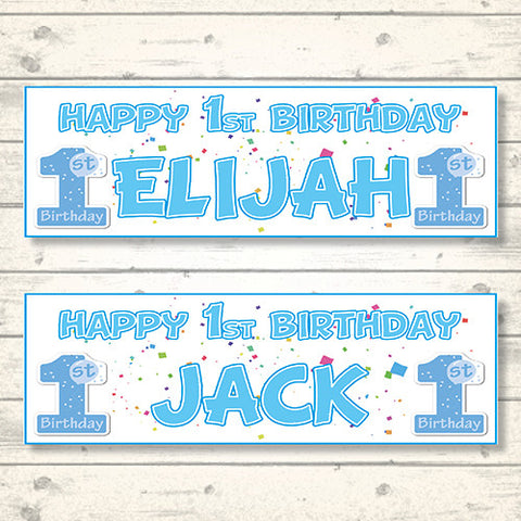 2 Personalised 1st Birthday Banners Boy 3 Personalised Banners